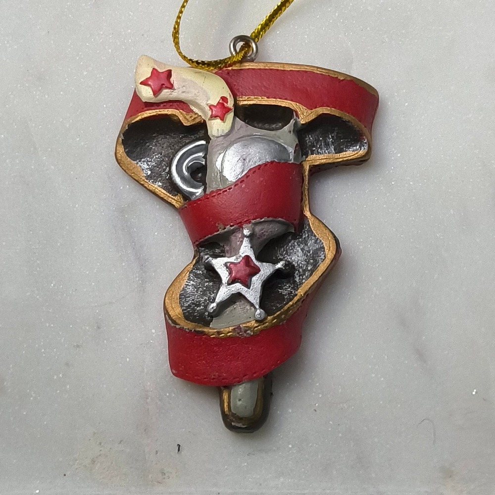 HAND PAINTED SHERIFF GUN HOLSTER 2.25" ORNAMENT UNBRANDED